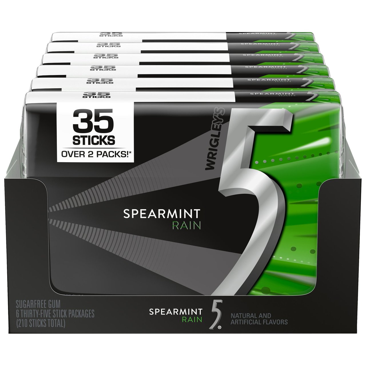 Wrigley's 5 Spearmint Rain Mega Pack Gum, 6 CT / 35 Sticks - Image 1