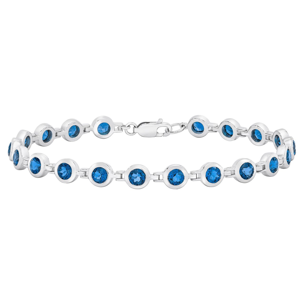 14kt White Gold 4mm London Blue Topaz 7.5" Bracelet - Image 1