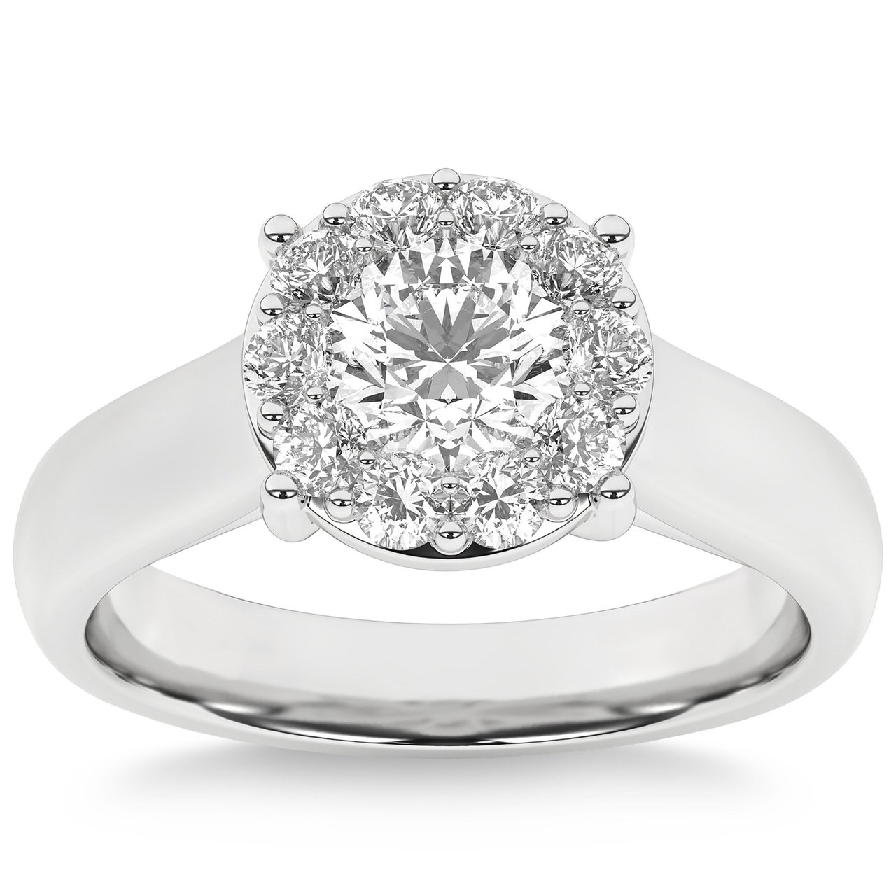 Platinum VS2 I 1.41 CTW Round Diamond Halo Ring - Image 1