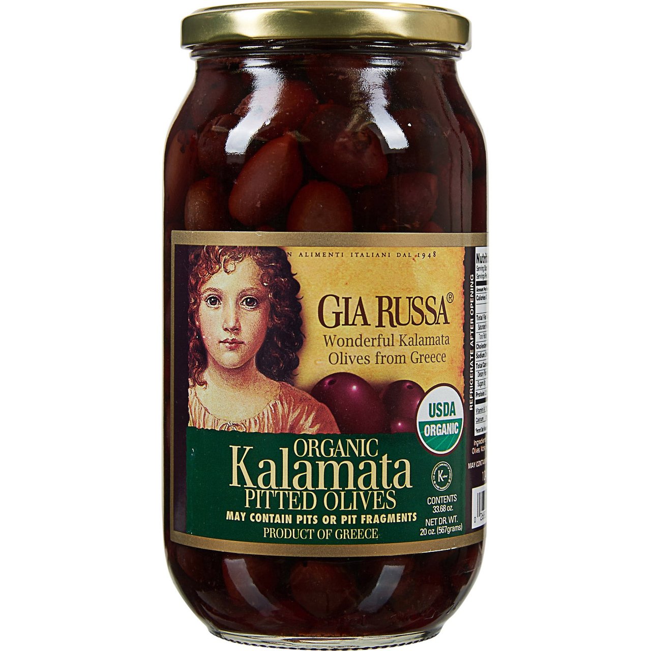 Gia Russa Organic Kalamata Olives 20 oz - Image 1