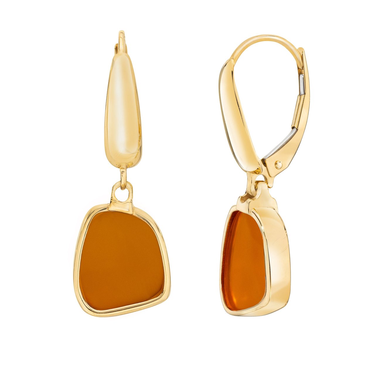 14kt Yellow Gold Carnelian Dangle Earrings - Image 1