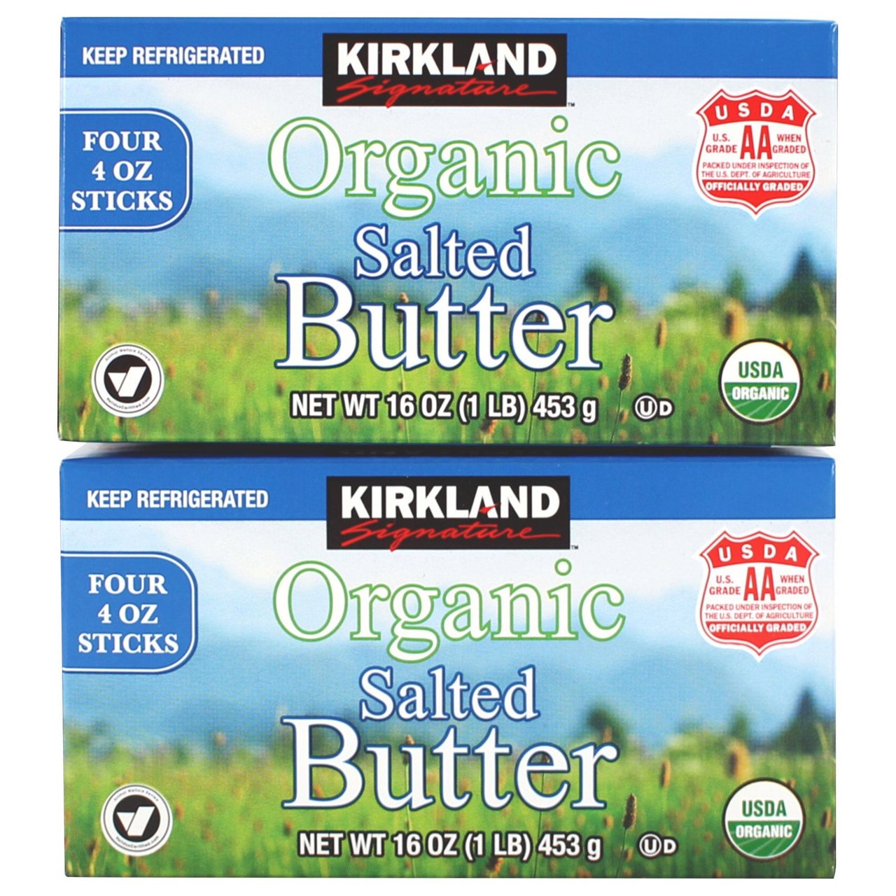 Kirkland Signature Organic Salted Butter, 2 Pack, 1 Pound Each - Image 1