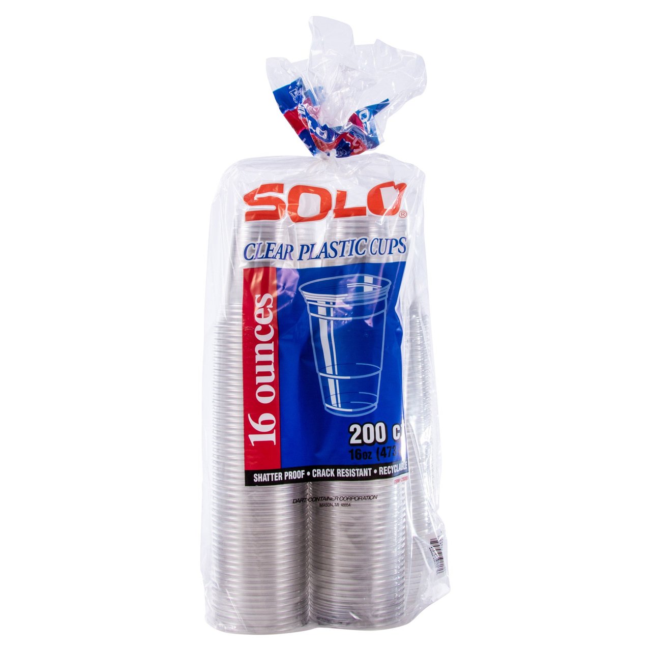 Solo 16 oz Clear Cup, 200 Count