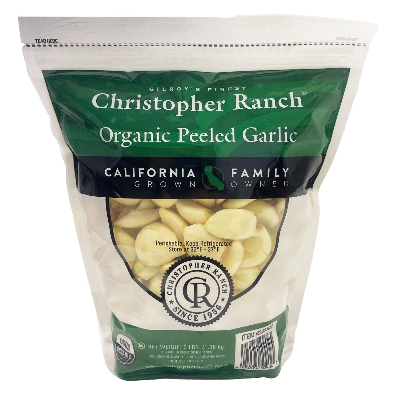 Christopher Ranch Organic Peeled Garlic, 3 Pounds - Image 1
