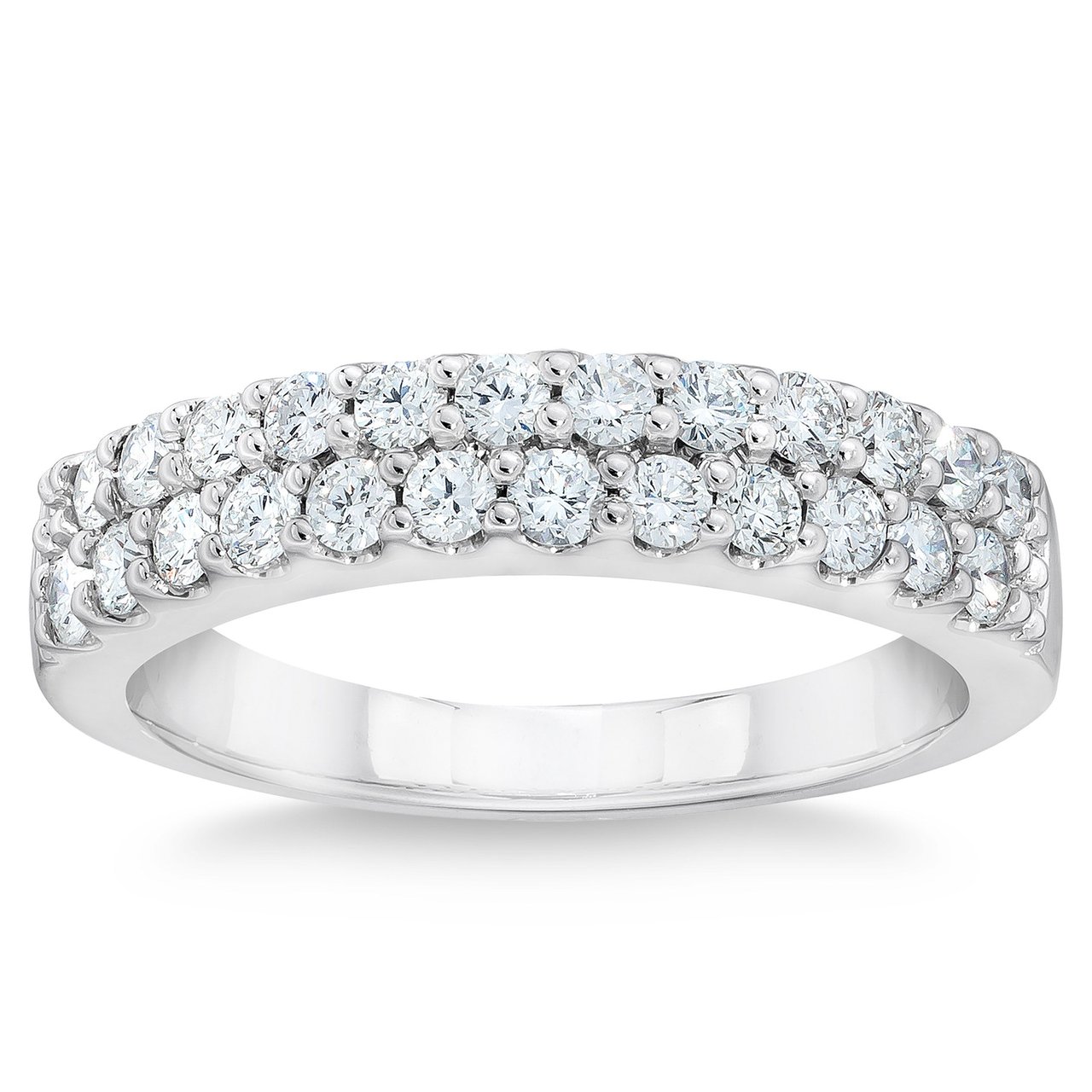 14kt White Gold VS2 I 0.70ctw Round Diamond Double Row Band - Image 1