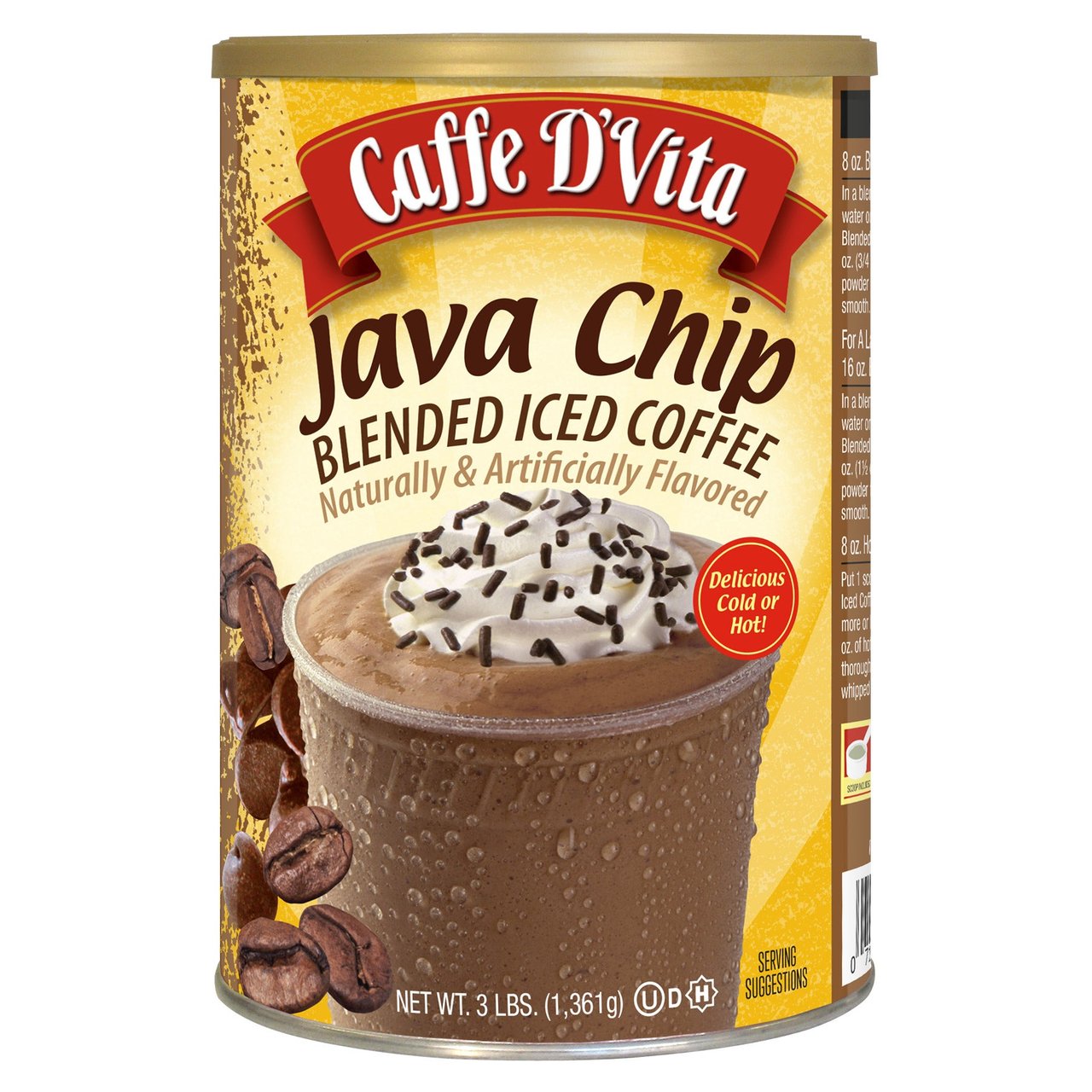 Caffe D'Vita Java Chip Blended Iced Coffee Drink Mix, 3 Pounds - Image 1