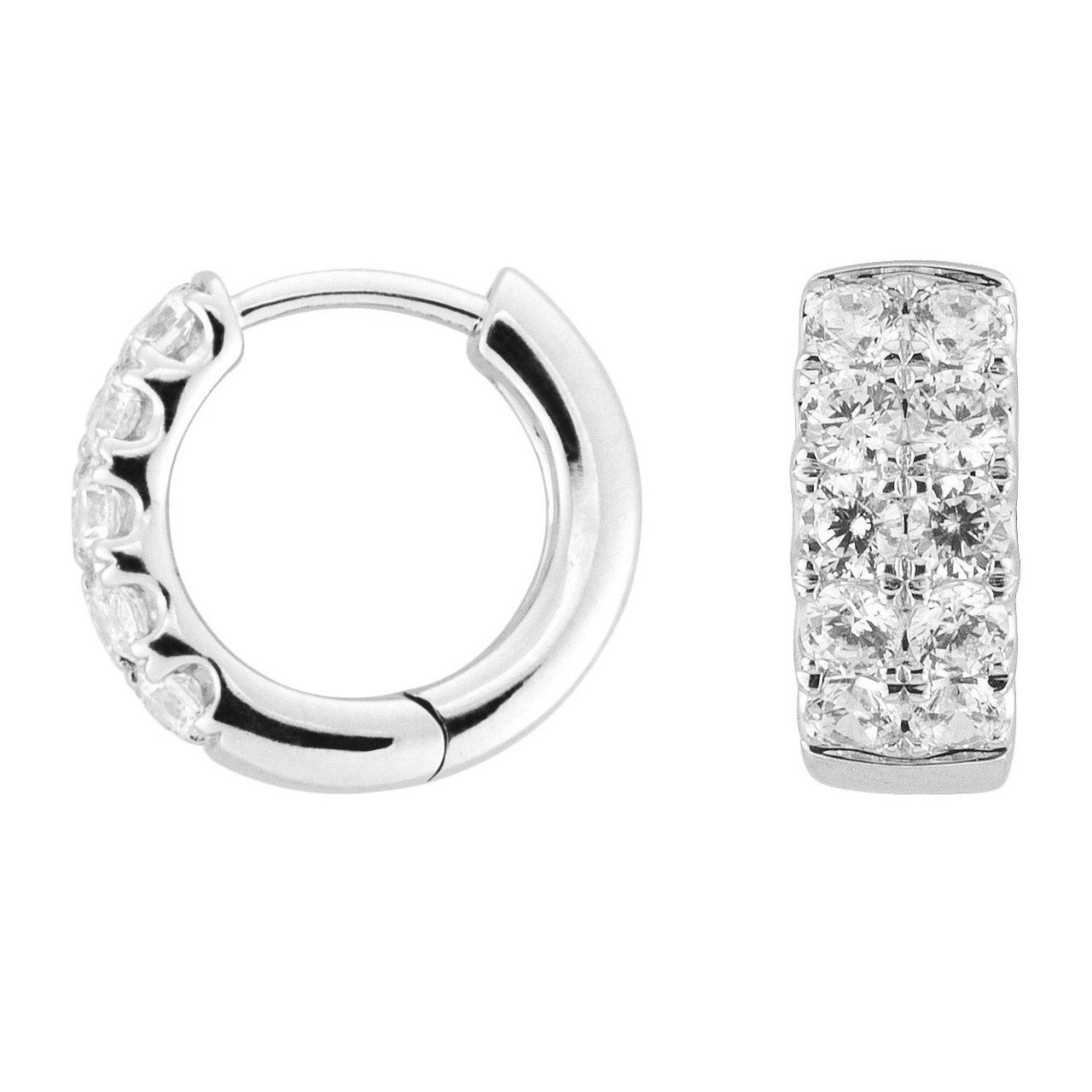 14kt White Gold VS2 I 1.00ctw Round Diamond Hoop Earrings - Image 1