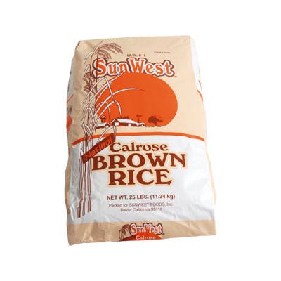 SunWest Calrose Brown Rice, Medium Grain, 25 lb - Image 1
