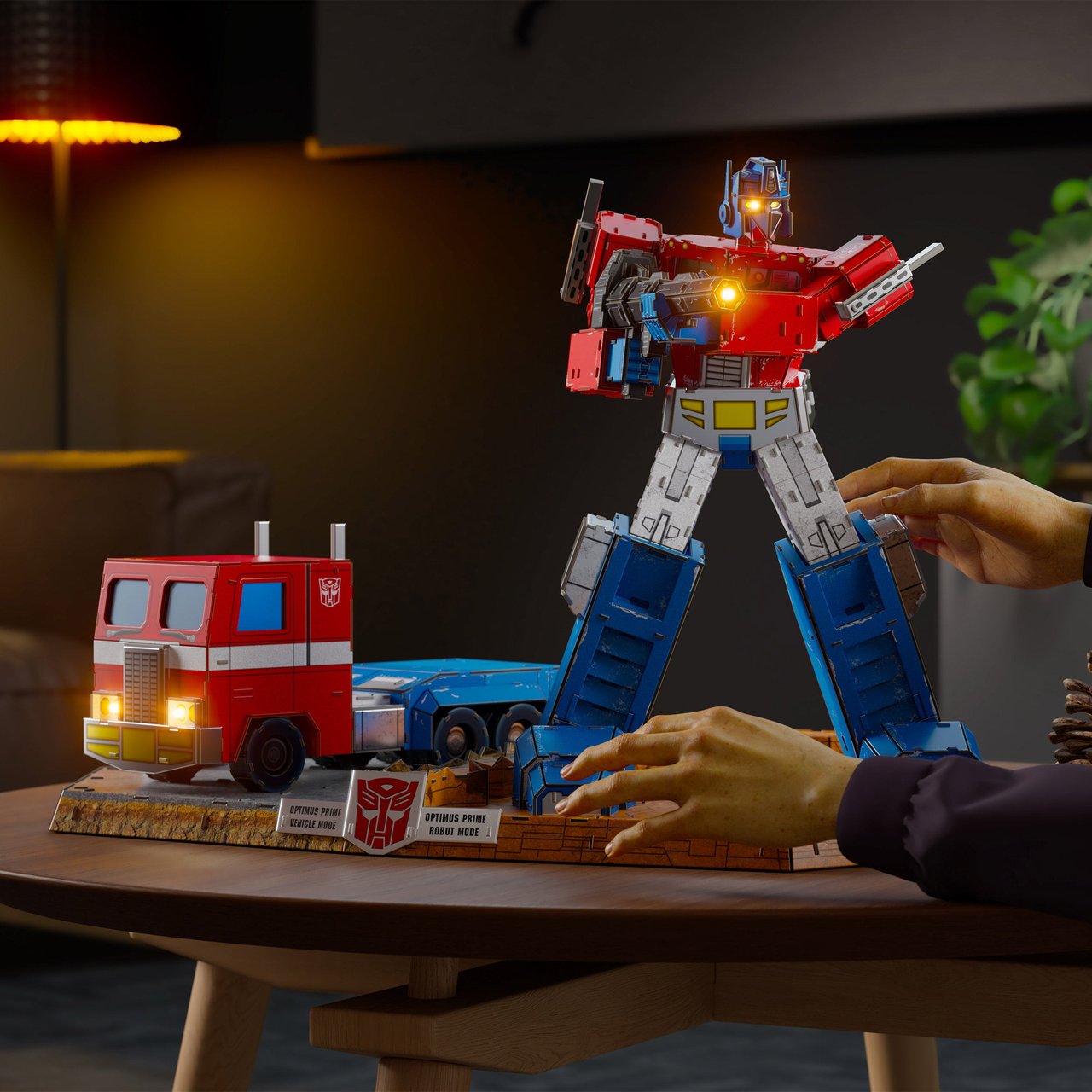 4D Build Transformers Optimus Prime 3D Model Kit with LED Lights - Image 1