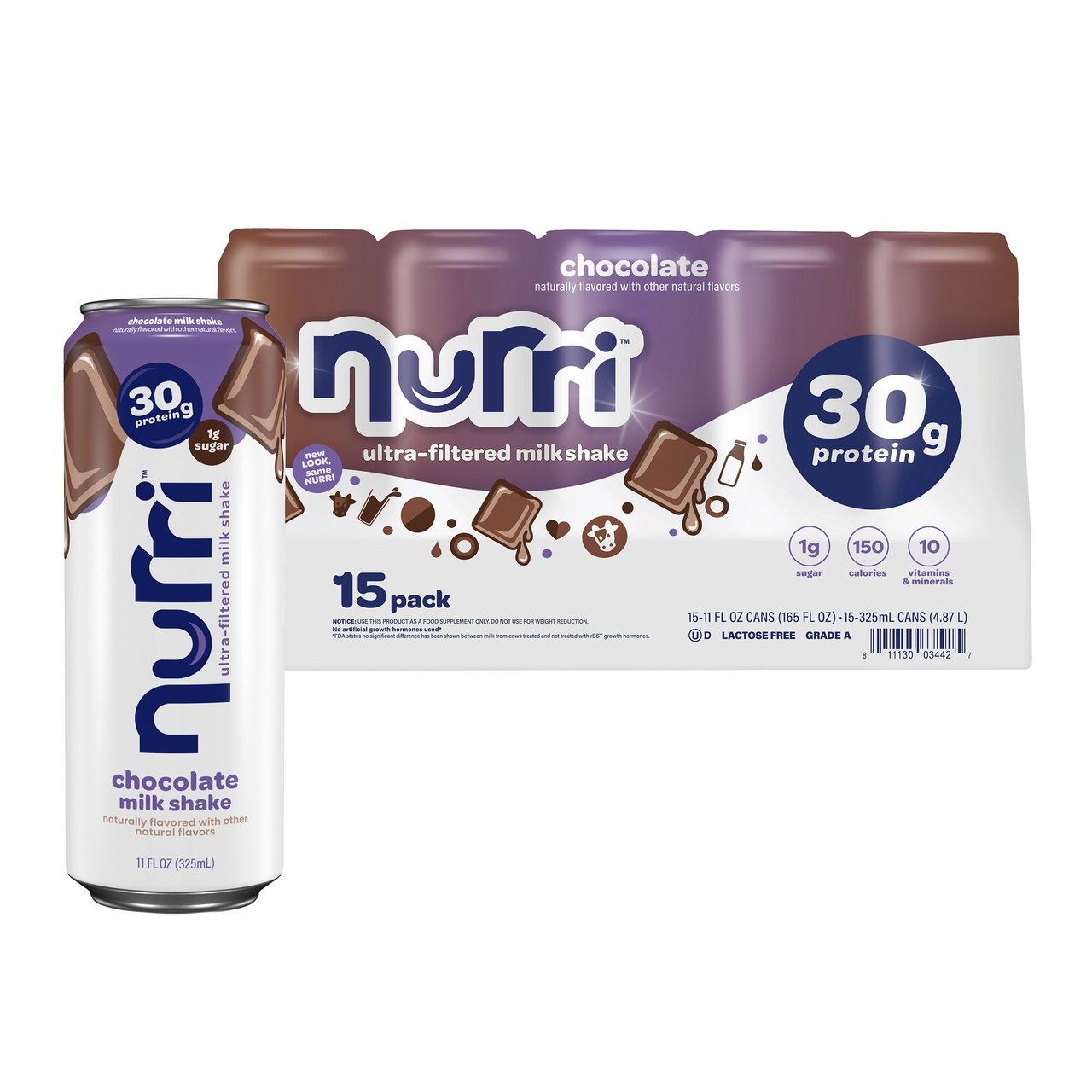 Nurri Chocolate Protein Milk Shake, 11 fl oz, 15-Pack - Image 1