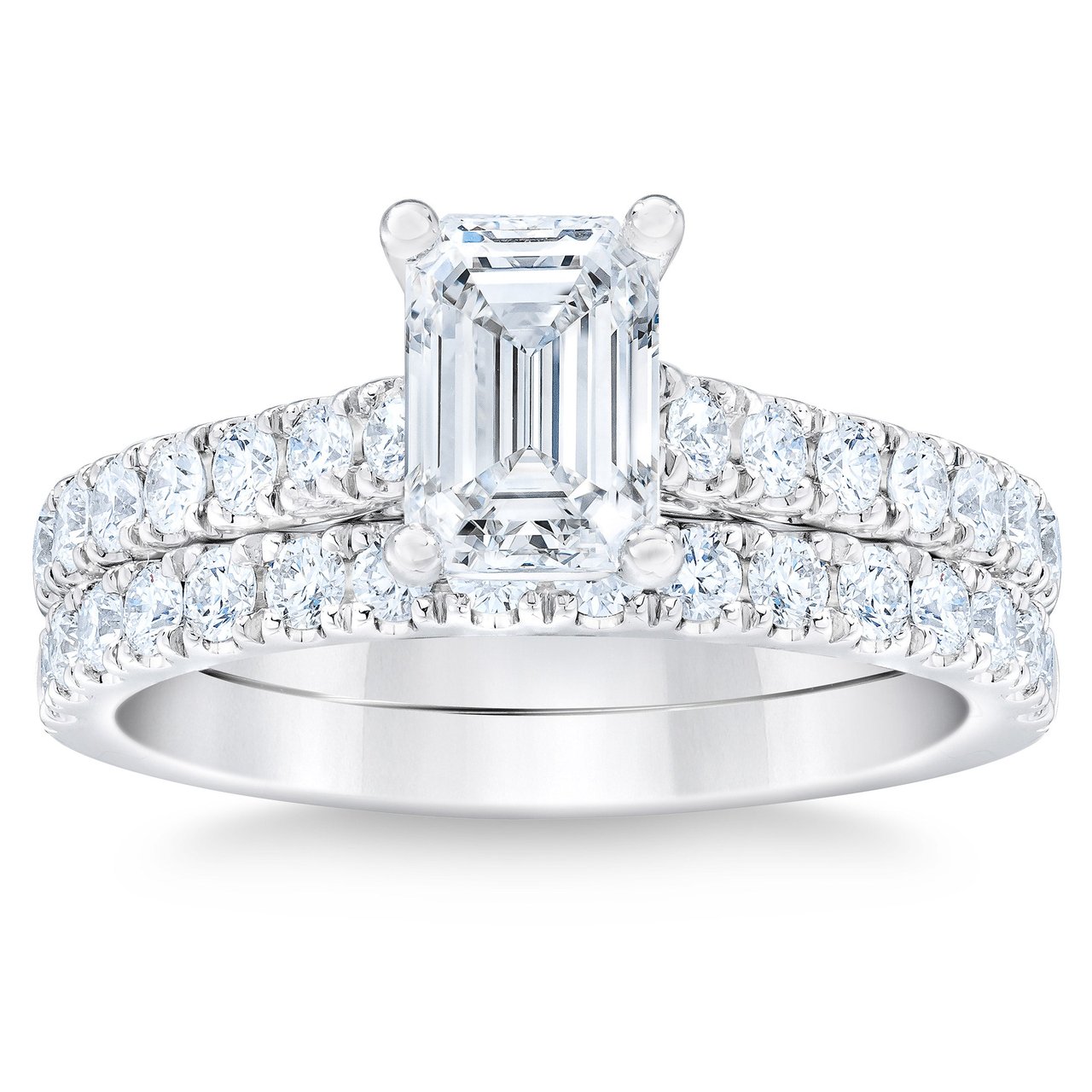 1.76 CTW Emerald Cut Platinum Wedding Set, 1.01 CT Center, VVS1, "E" Color Diamond - Image 1