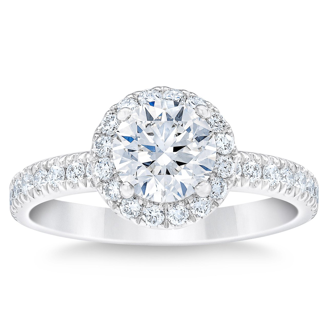 1.59 CTW Round Diamond Platinum Wedding Ring, 1.09ct Center, VS1, H - Image 1