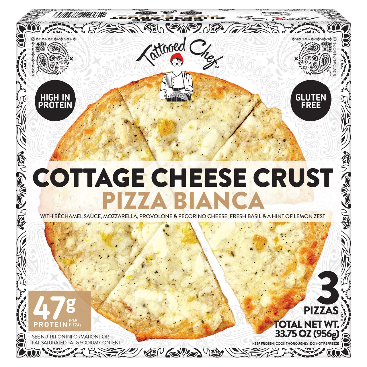 TATTOOED CHEF COTTAGE CHEESE CRUST PIZZA BIANCA 3/11.2 OZ - Image 1
