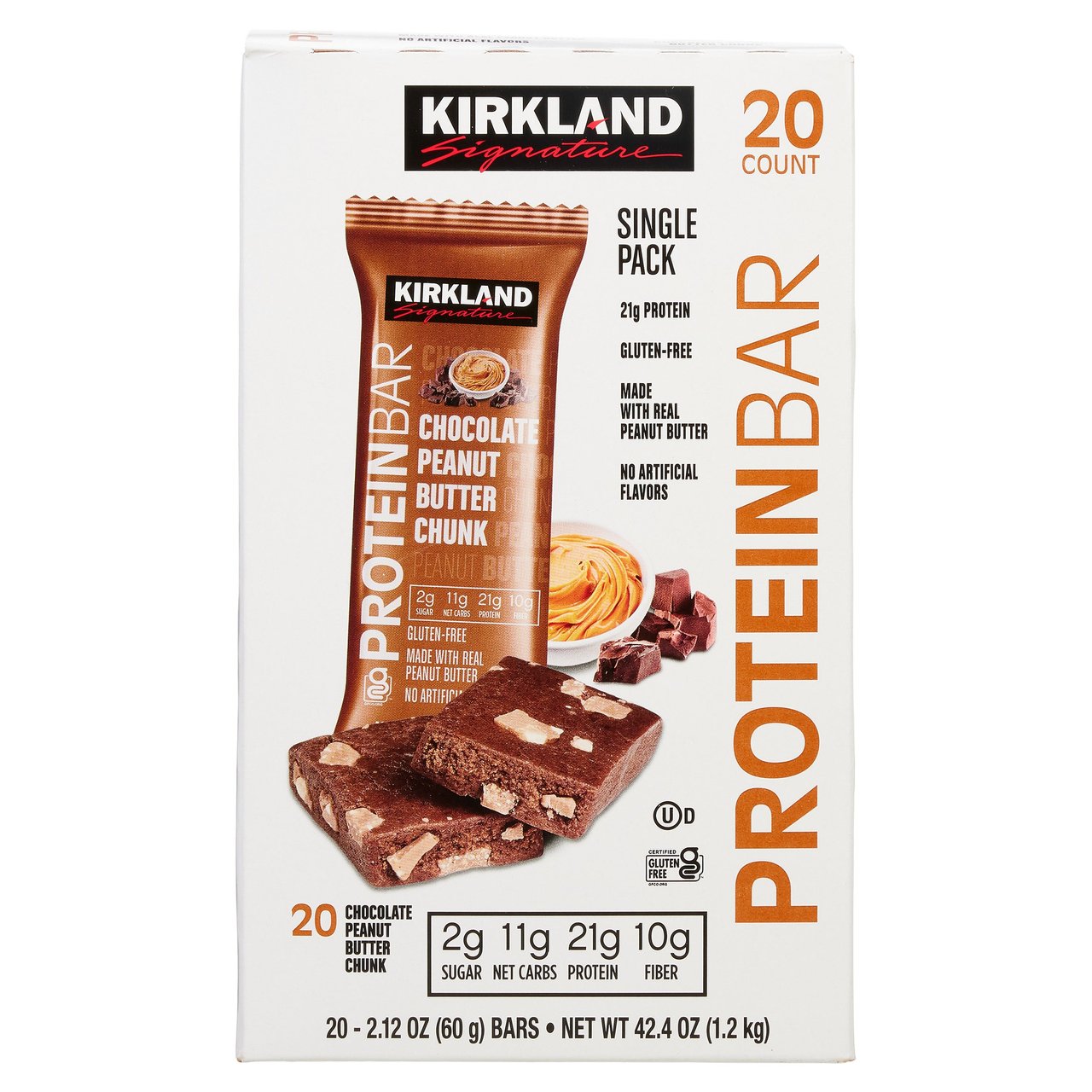 Kirkland Signature Protein Bar Chocolate Peanut Butter Chunk 20 CT/2.12 oz - Image 1
