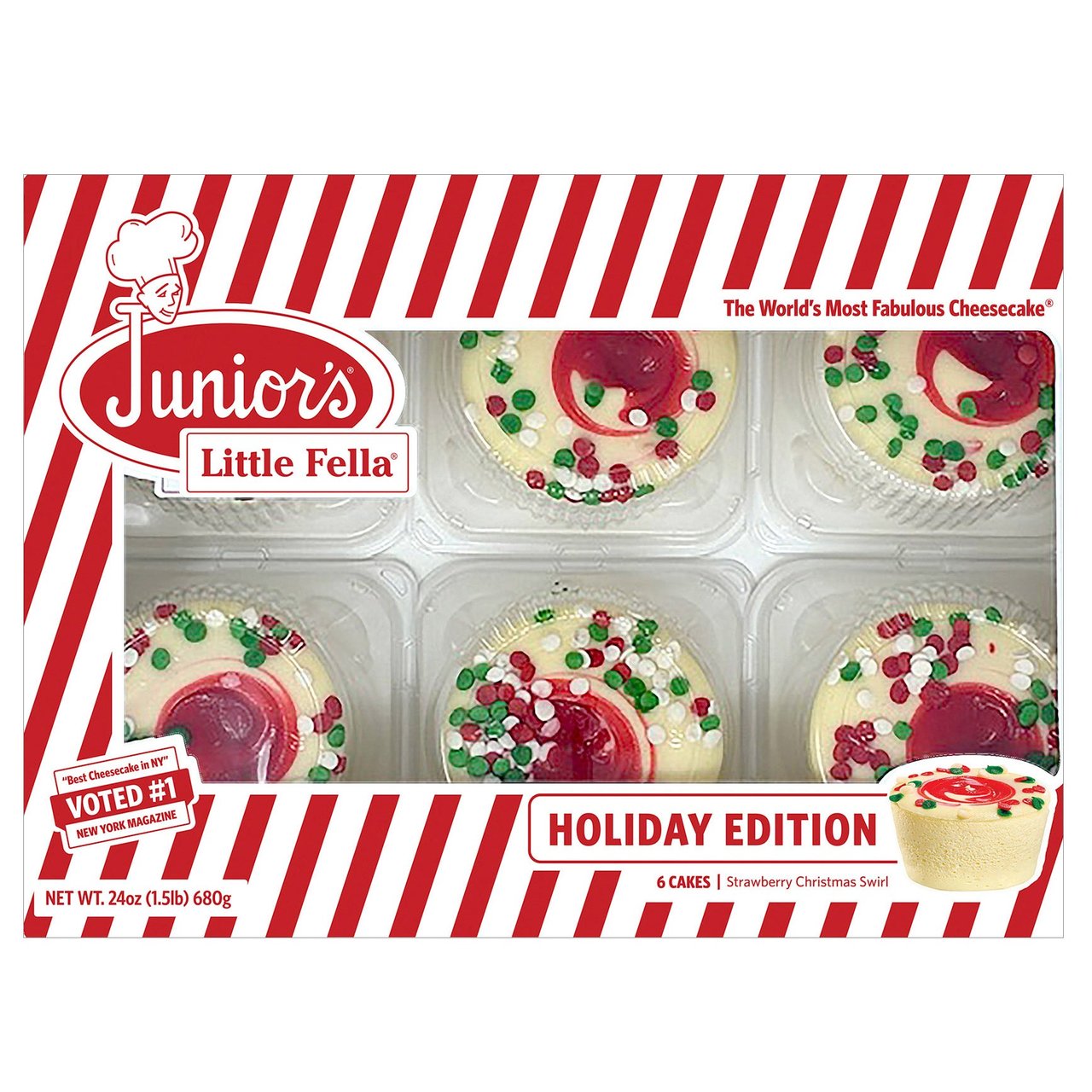 Junior's Little Fella Christmas Cheesecake 24 oz (1.5 lbs) - Image 1