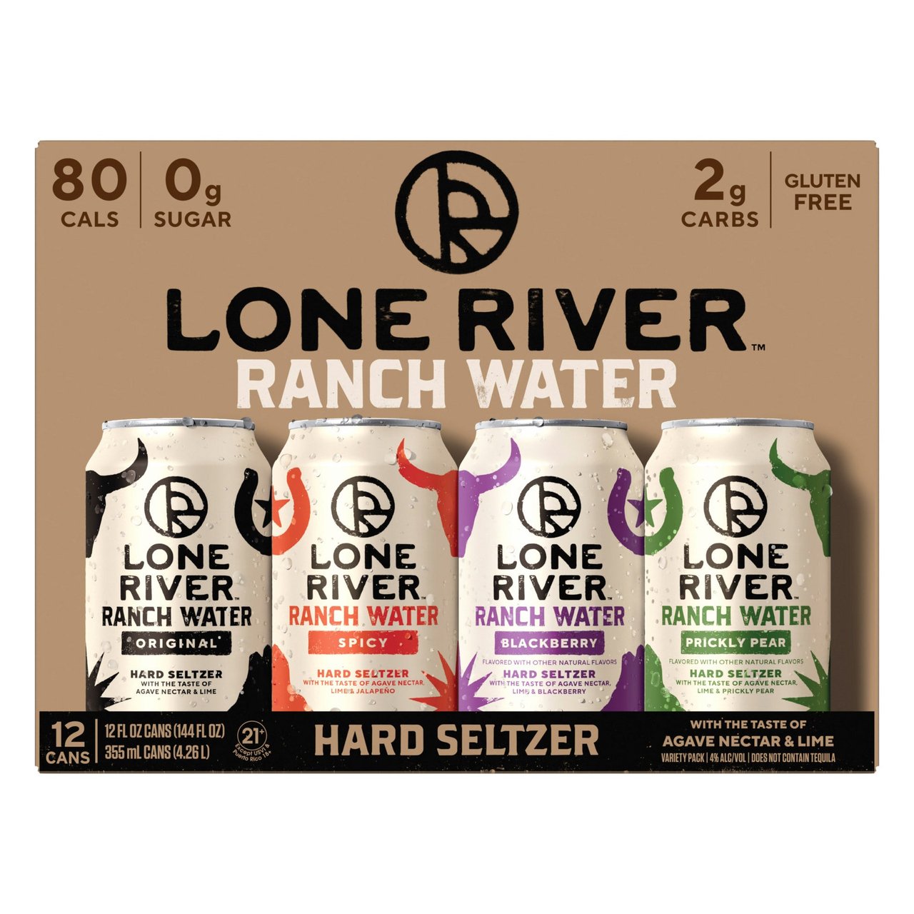 Lone River Ranch Water Hard Seltzer Variety Pack, 12 Pack 12 oz Cans
