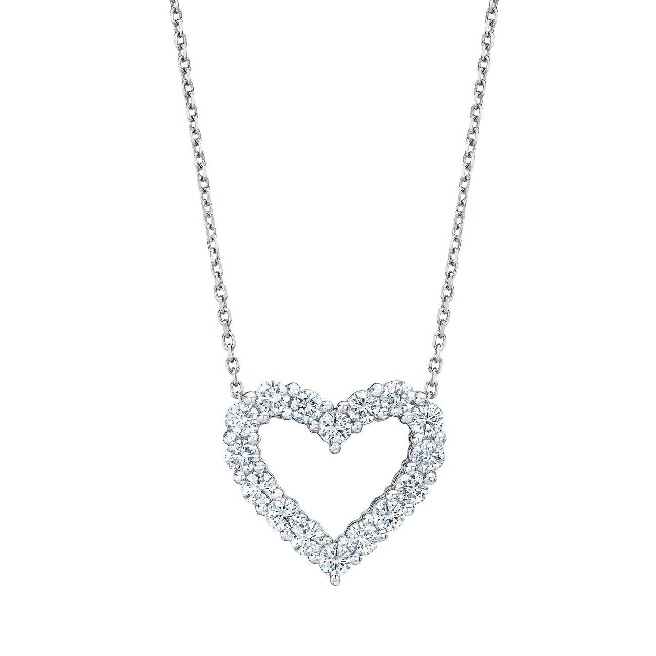 14KT White Gold VS2 G 2.0CTW Round Diamond Heart Pendant - Image 1