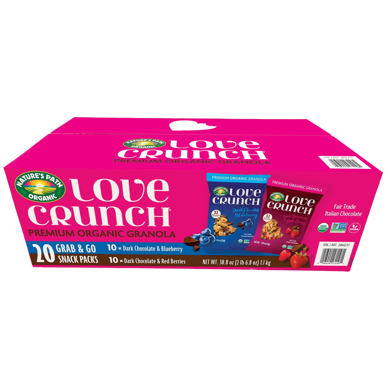 Nature's Path Organic Love Crunch Premium Granola Variety Pack, 20 Grab & Go Snack Packs, 38.8 oz - Image 1