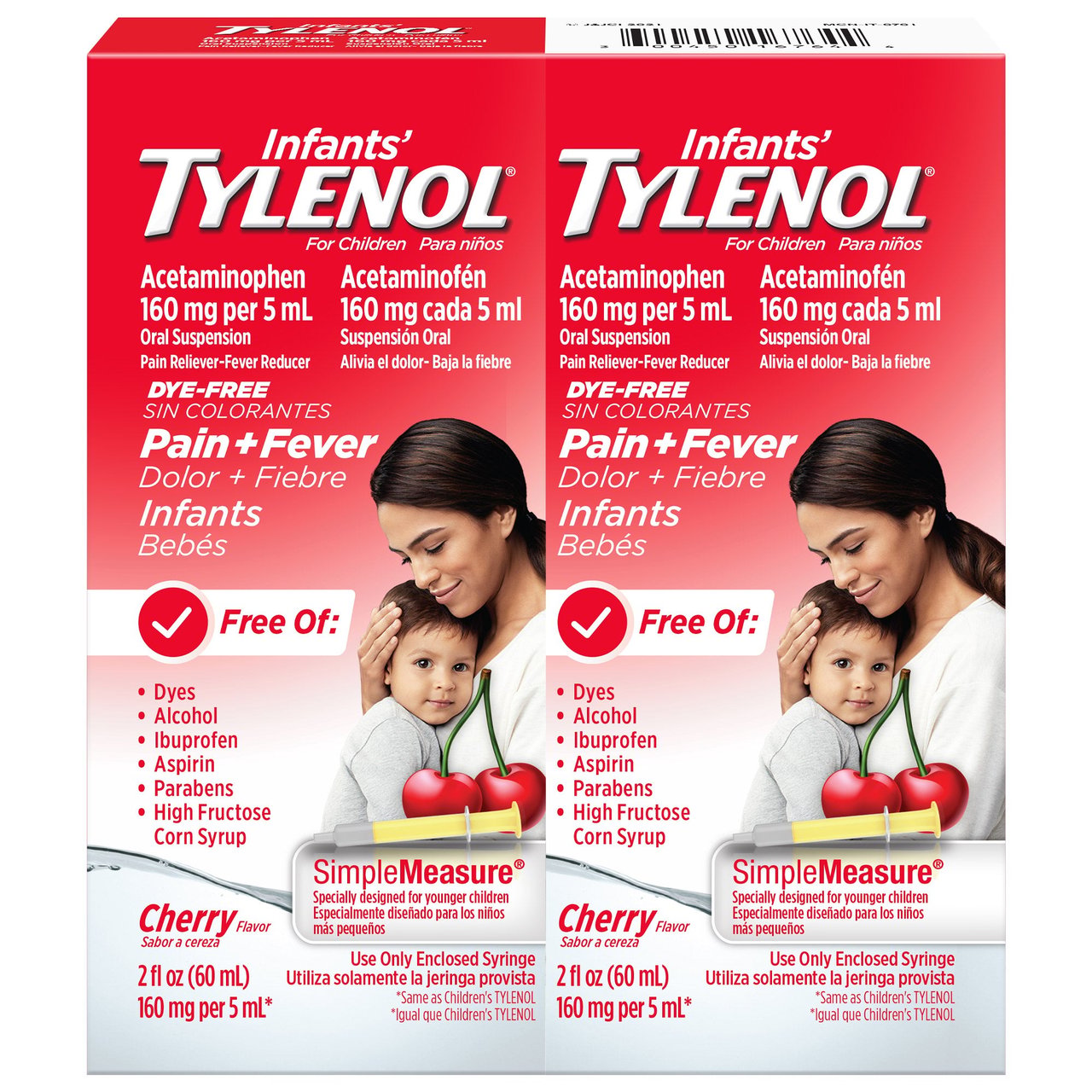 Infants' Tylenol Dye Free Oral Suspension Cherry Flavor, 2 x 2 Ounce - Image 1