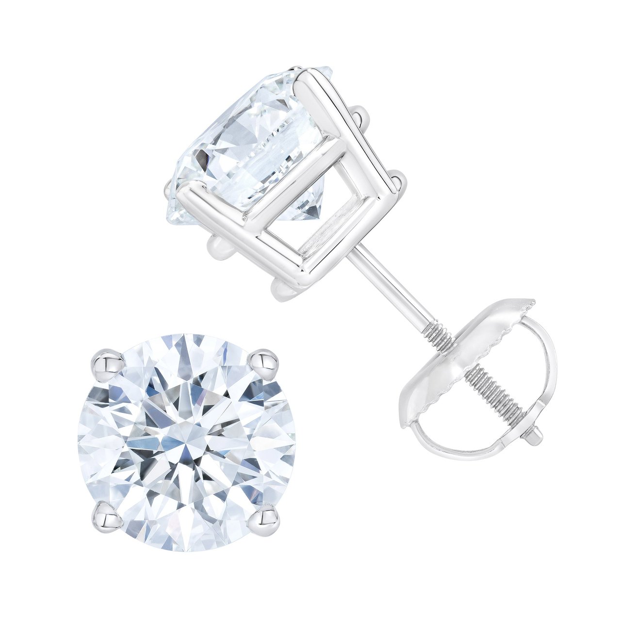 2.57 CTW Round Diamond Platinum Stud Earrings VVS2 Clarity "G" Color - Image 1