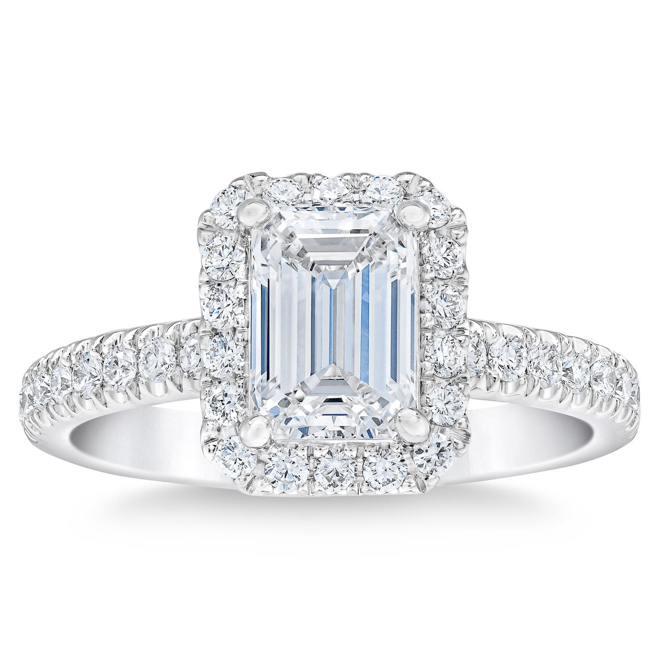 2.01 CTW Emerald Cut Platinum Wedding Ring - 1.50ct Center Diamond, VS1 Clarity, F Color - Image 1