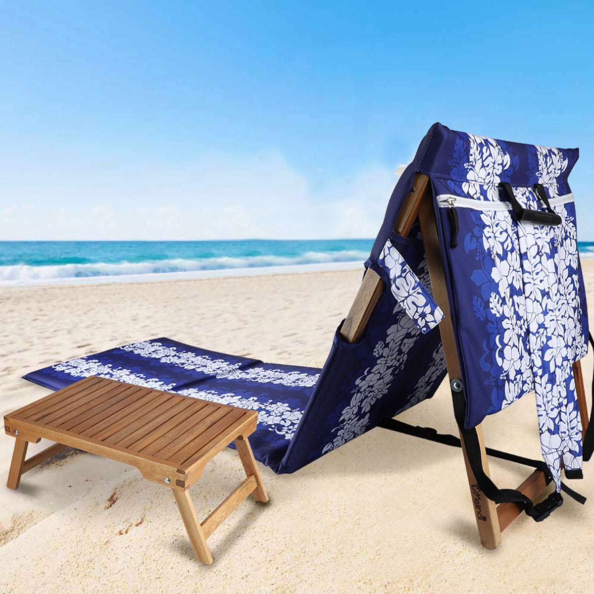 Melino Beach Lounger with Tray Table - Image 1