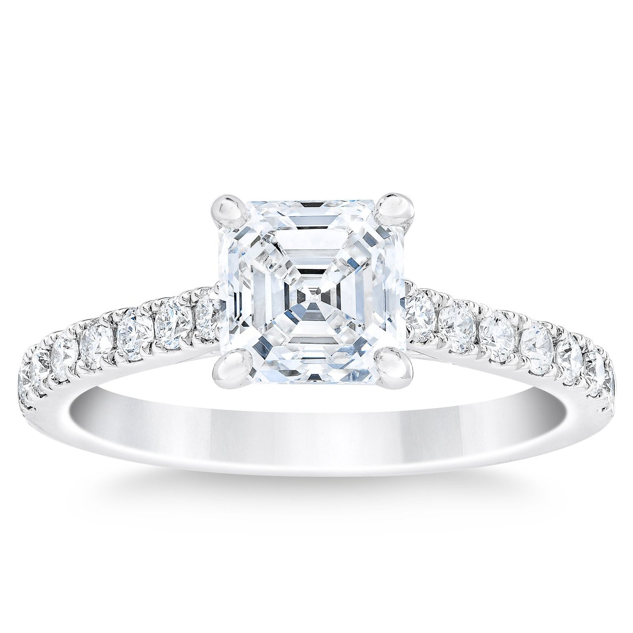 1.98 CTW Square Emerald Cut Platinum Wedding Ring, 1.63 CT Center, VVS1 Clarity, G Color - Image 1