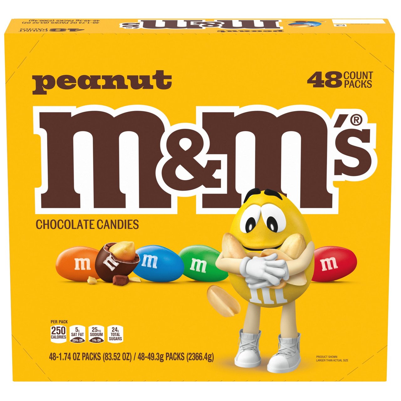 M&M'S Peanut Milk Chocolate Candy, 48 Count, 1.74 oz - Image 1