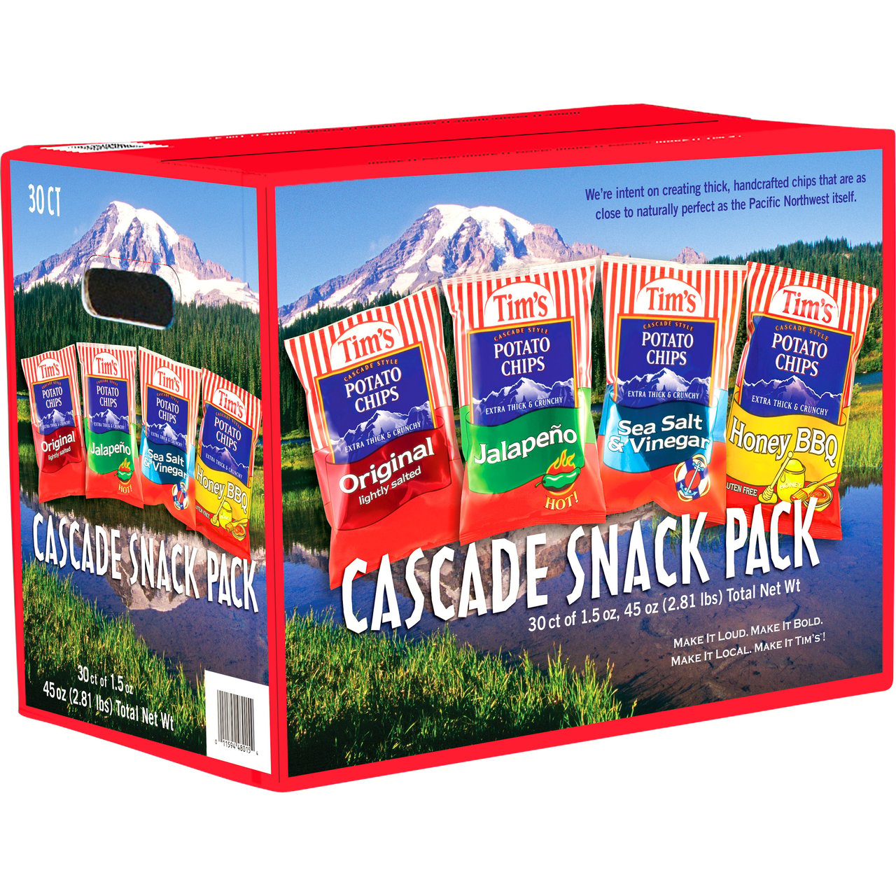 Tim's Cascade Potato Chips Variety Pack, 1.5 oz, 30-Count - Image 1