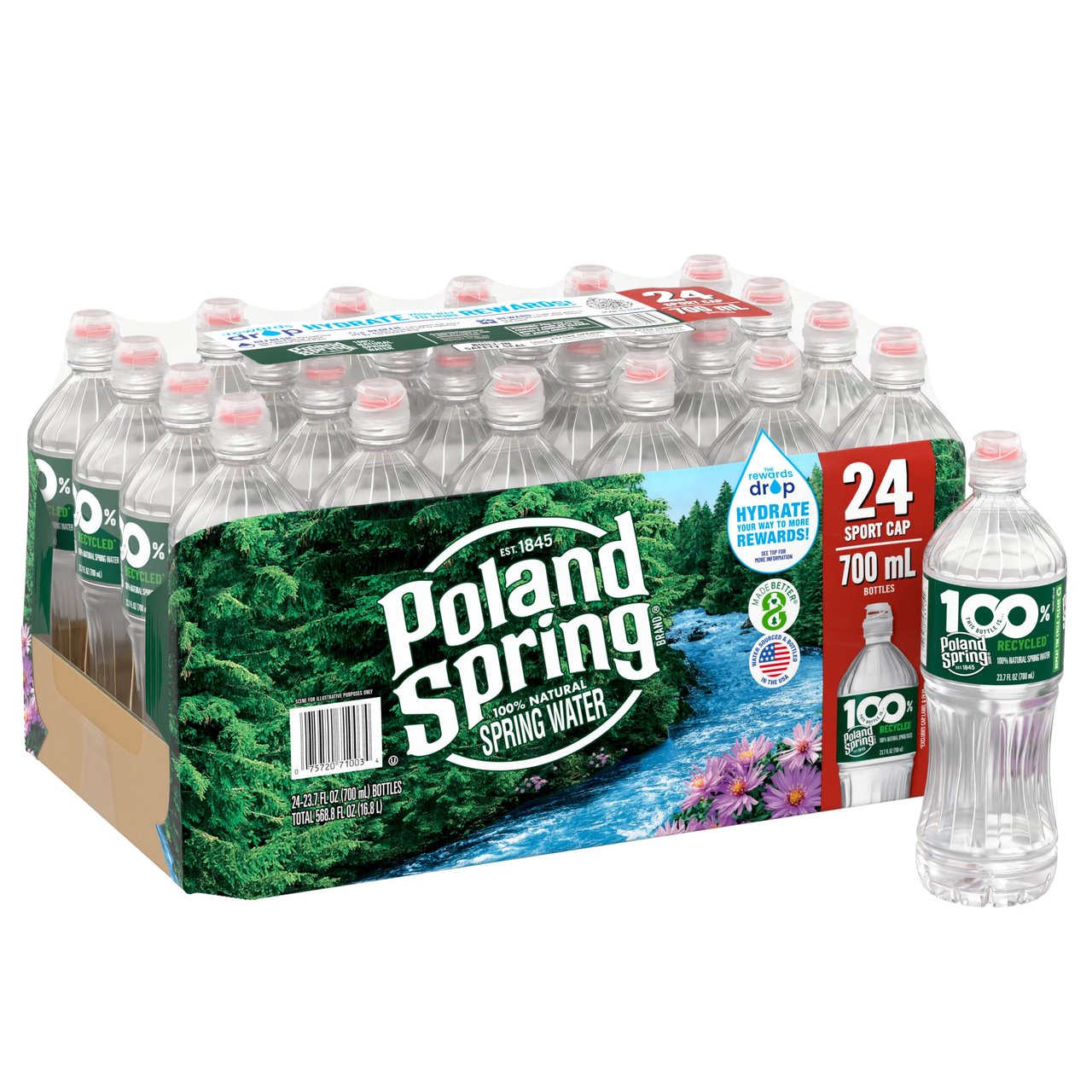 Poland Spring Sport Cap Spring Water 24/23.7 FL OZ (17.78 QT) - Image 1