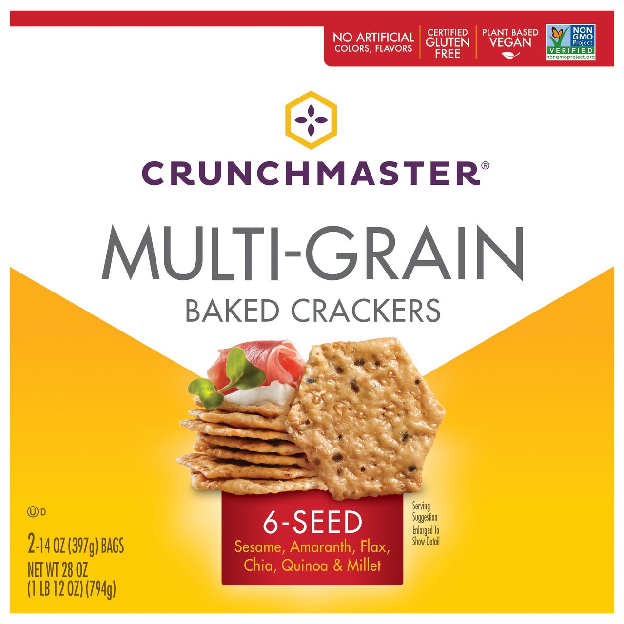 Crunchmaster Multi-Grain 6 Seed Gluten Free Crackers, 28 oz - Image 1