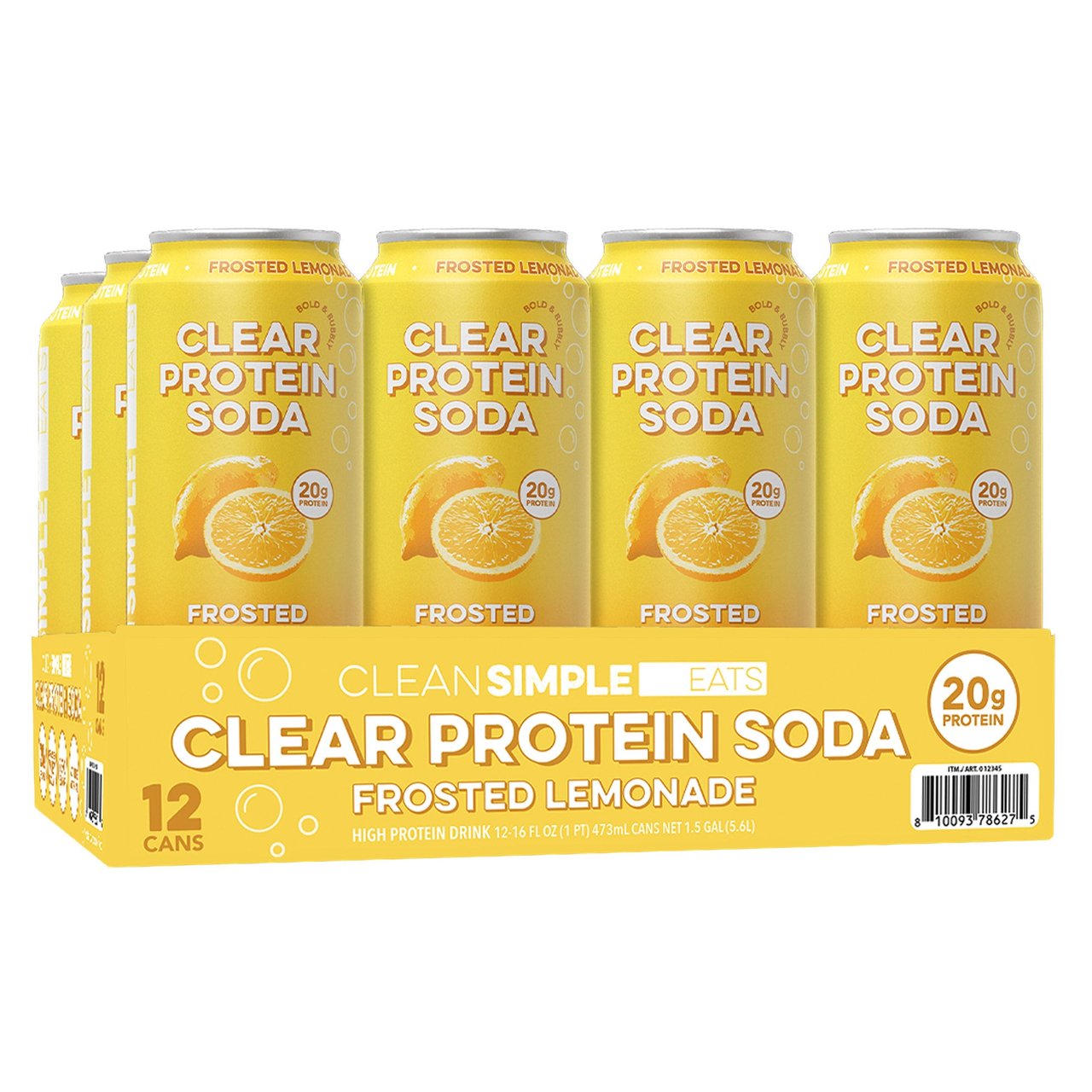 Clean Simple Eats Clear Protein Soda, 16 fl oz, 12 Pack - Image 1
