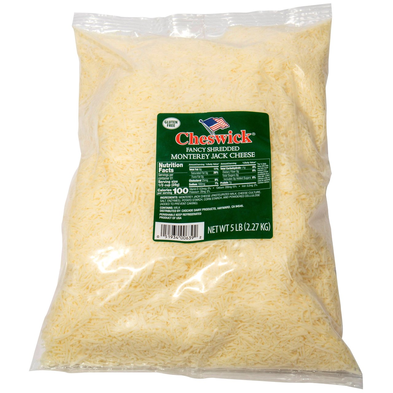 Cheswick Fancy Shredded Monterey Jack Cheese 5 lbs - Image 1