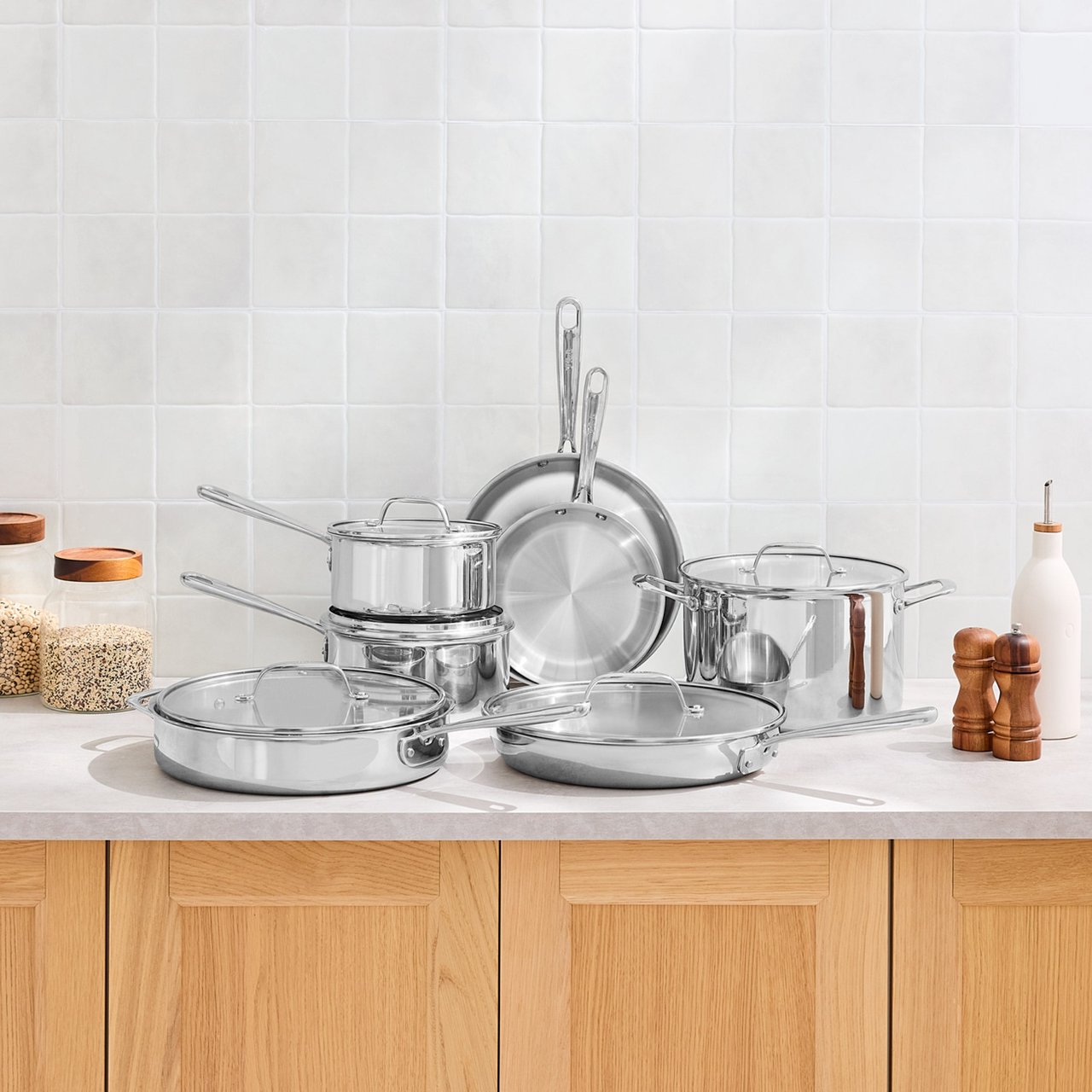T-FAL TRI-PLY STAINLESS COOKWARE SET 12-PIECE - Image 1