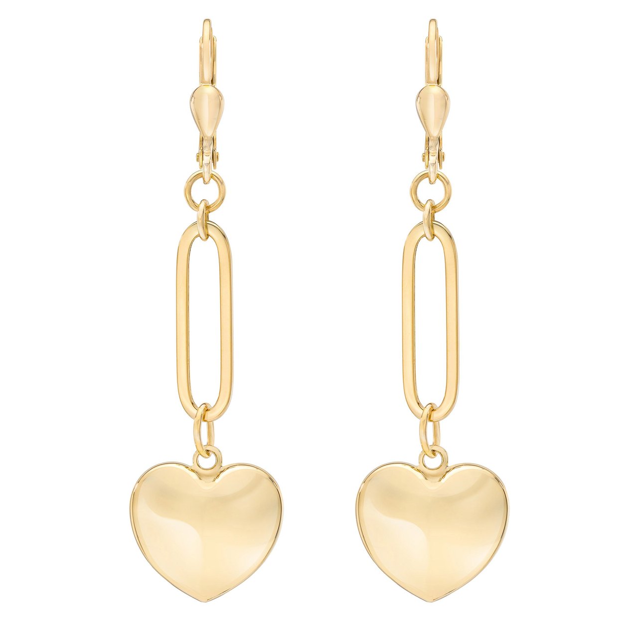 14kt Yellow Gold Paperclip Heart Earrings - Image 1
