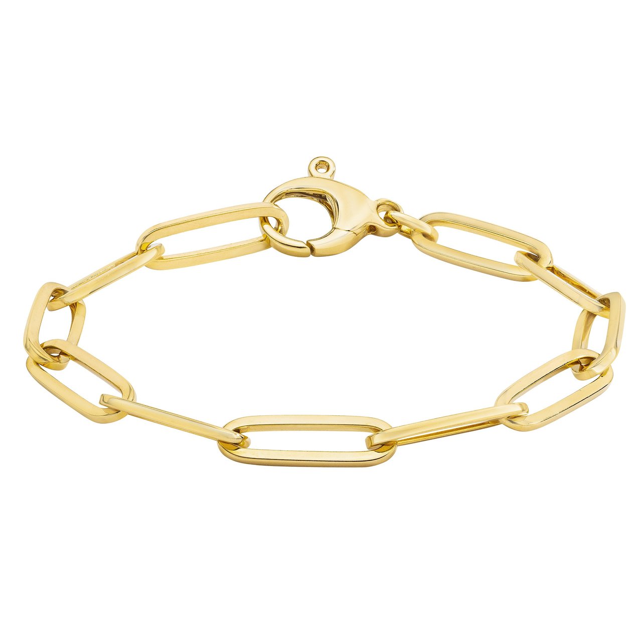 14KT Yellow Gold Paper Clip Bracelet Made in Italy - Image 1
