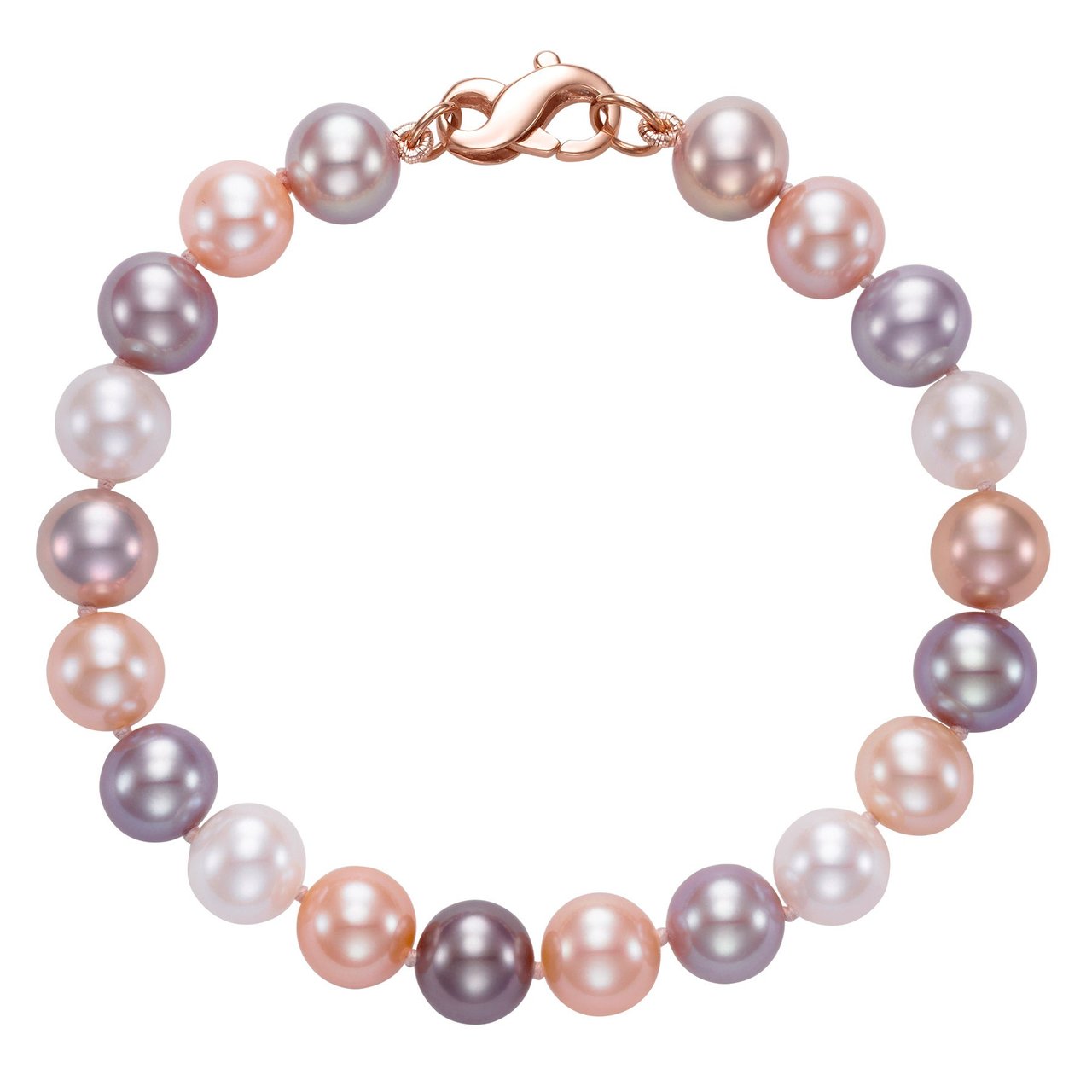 14K Gold 8-8.5mm Multi-Pink Freshwater Cultured Pearl 7.5" Bracelet - Image 1