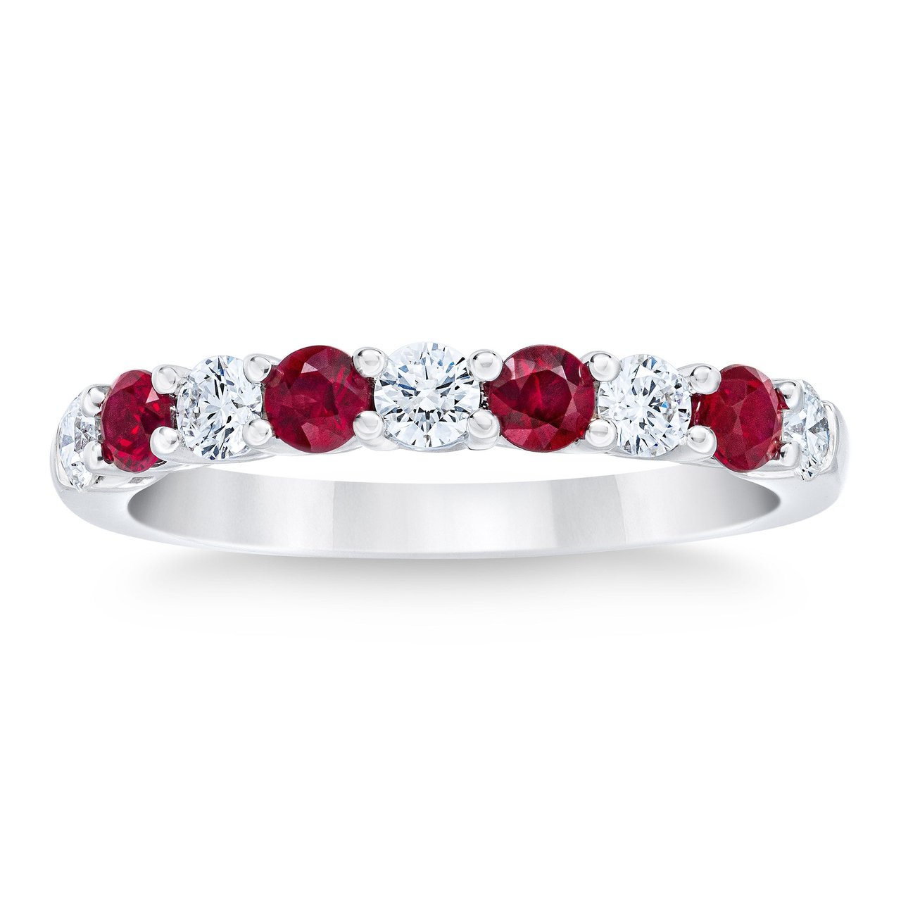 14kt White Gold VS2 I 0.40ctw Round Diamond & Ruby Ring - Image 1
