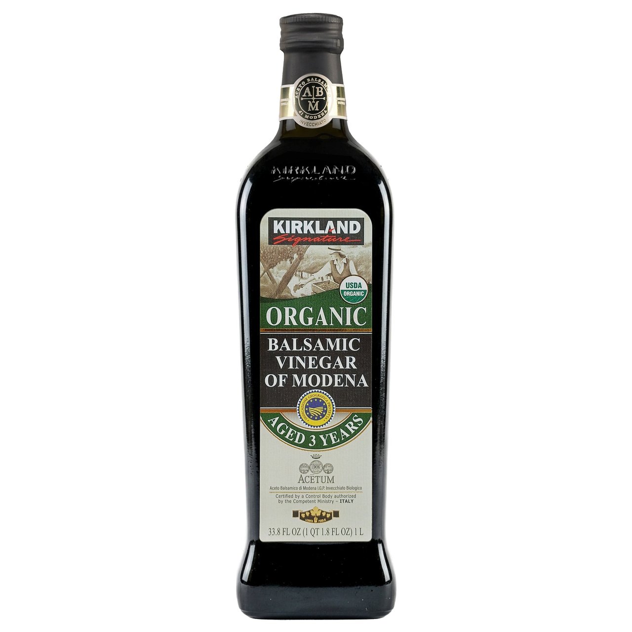 KIRKLAND SIGNATURE ORGANIC BALSAMIC VINEG 1L BOTTLE-AGED 3 YEARS - Image 1