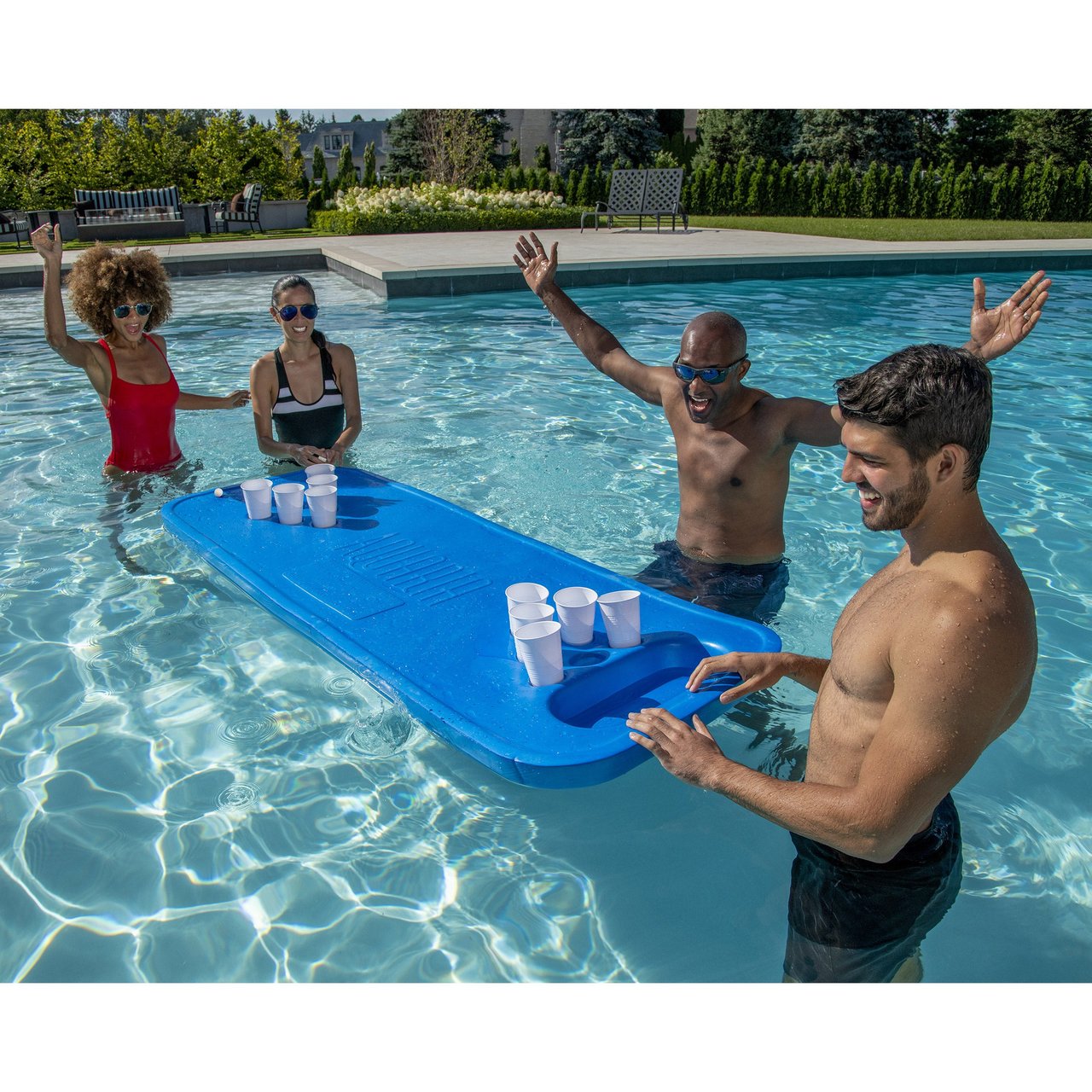 Aquaria Pineapple Lounger Pool Float with Pong Game on Reverse Side - Image 1
