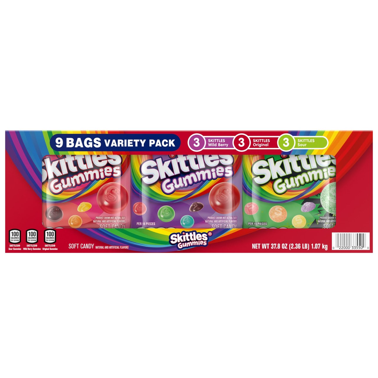 Mars Skittles Gummies Variety Pack, 9 Bags/4.2 oz - Image 1