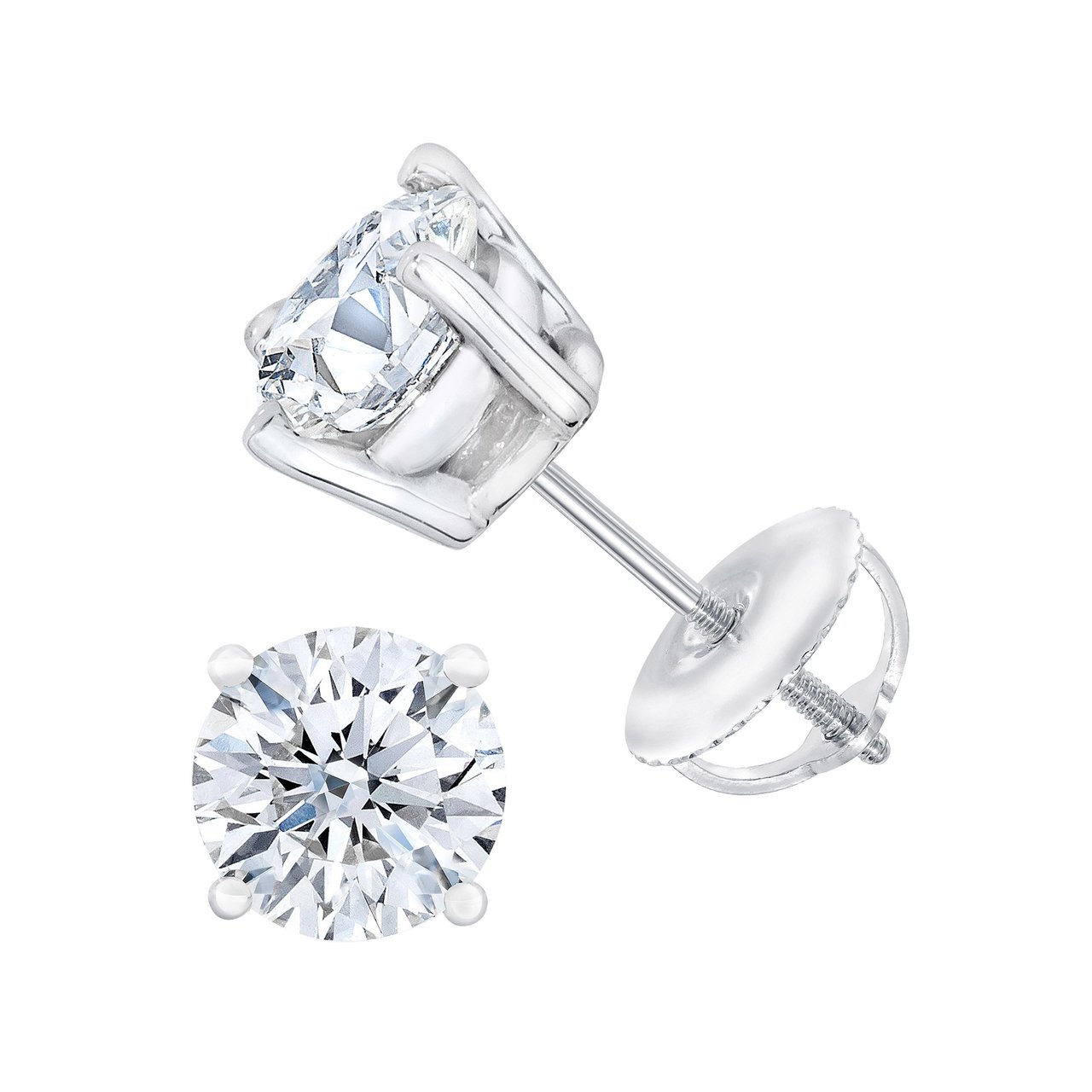 2.42 CTW Round Diamond Platinum Stud Earrings, VVS1/VVS2 Clarity, "H" Color - Image 1
