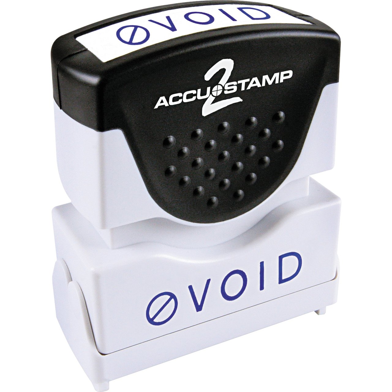 Cosco Accustamp 2 Pre-Inked VOID Shutter Stamp, 1/2" x 1-5/8", Blue (COS035584) - Image 1