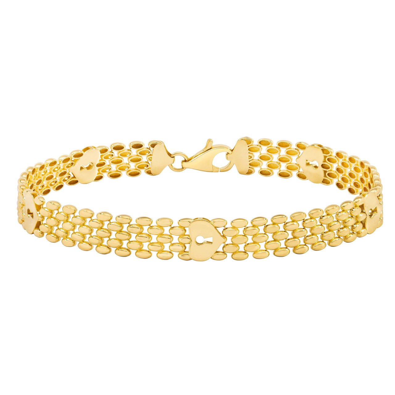 14kt Yellow Gold High Polish Panther Heart Locket Bracelet - Image 1