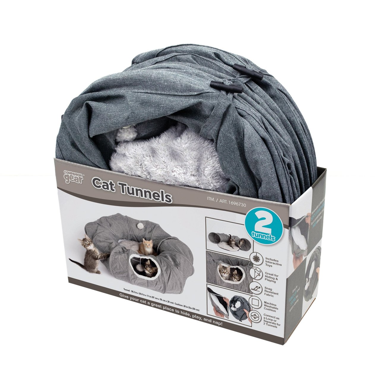 Companion Gear Cat Play Tunnels, 2-Pack - Image 1