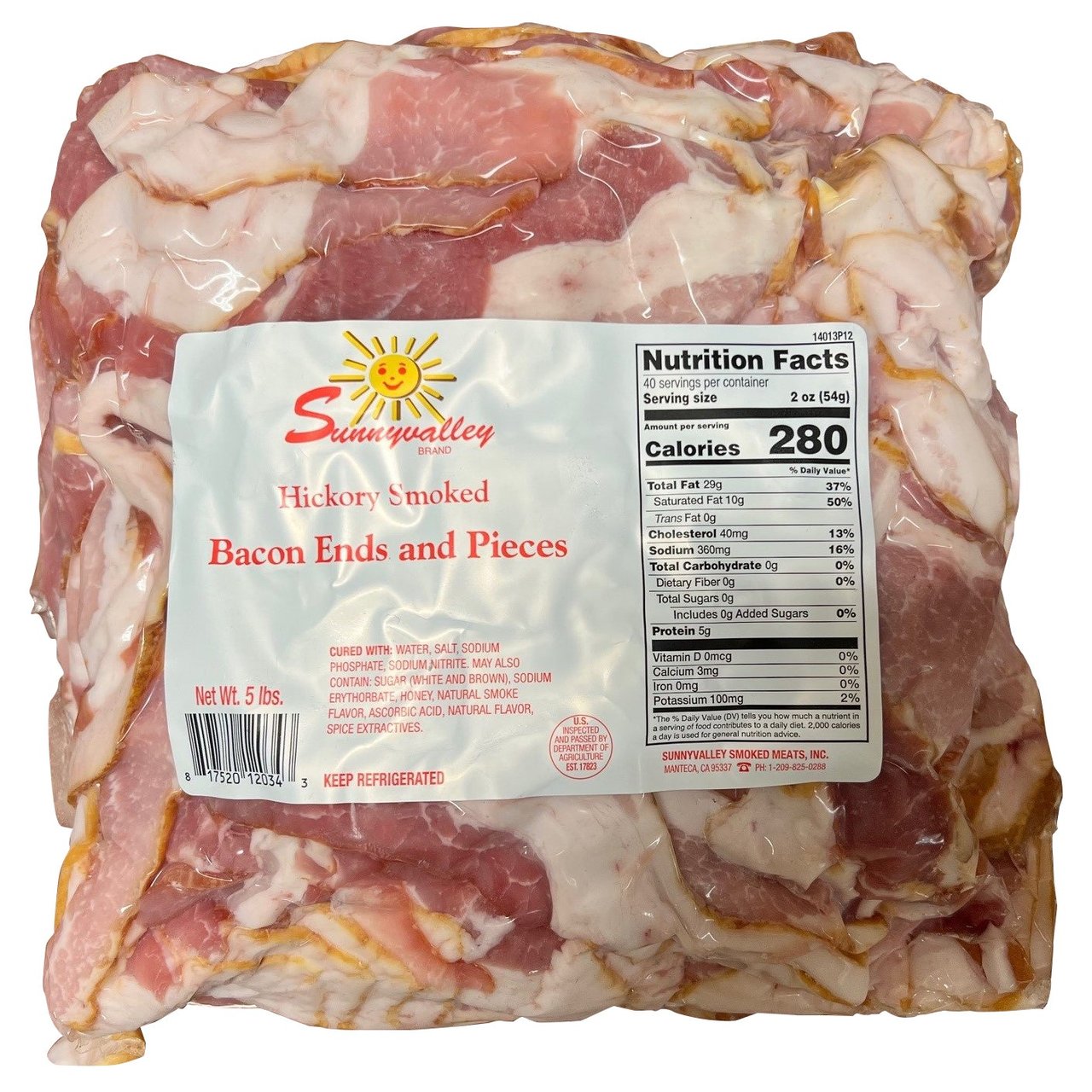 Sunnyvalley Hickory Smoked Bacon Ends & Pieces, 5 lbs
