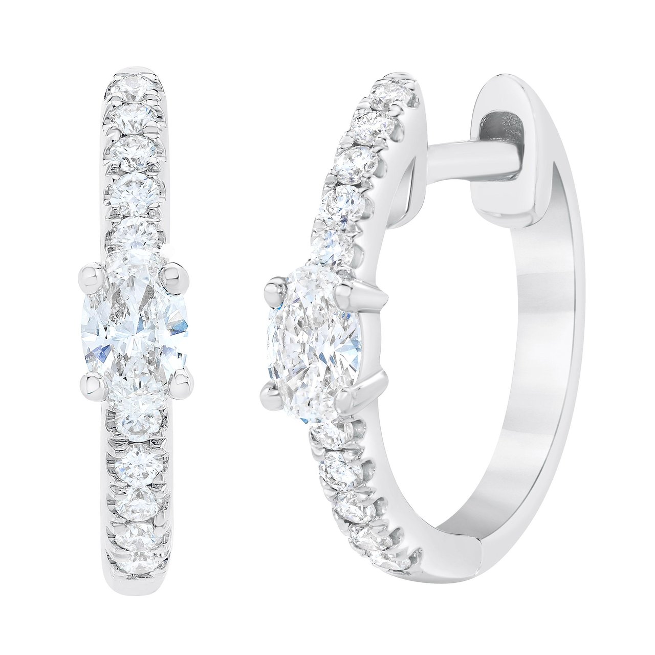 14kt White Gold VS2/I 0.25 ctw Round and Oval Diamond Hoop Earrings - Image 1