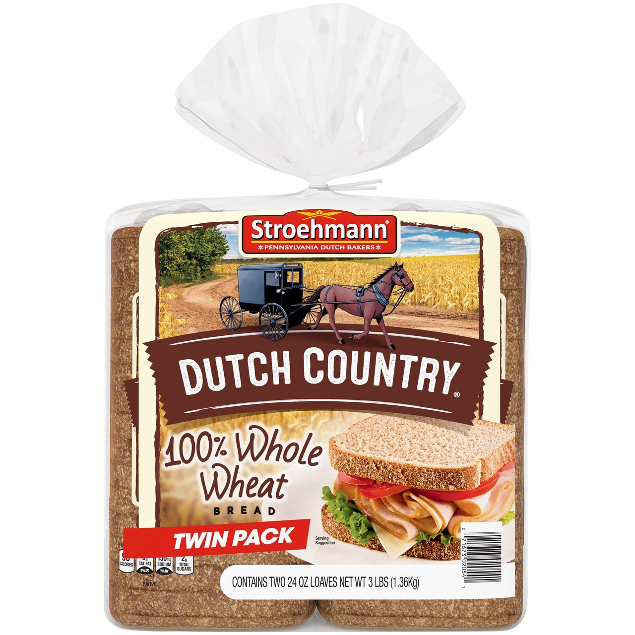 Stroehmann Dutch Country 100% Whole Wheat Bread, 2/24 oz (3 lbs) - Image 1