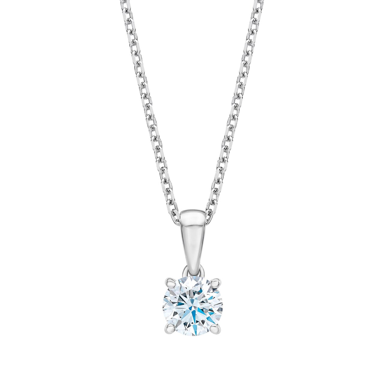 1.05 CT Round Diamond 18kt White Gold 18" Pendant, VVS2 Clarity, "I" Color - Image 1