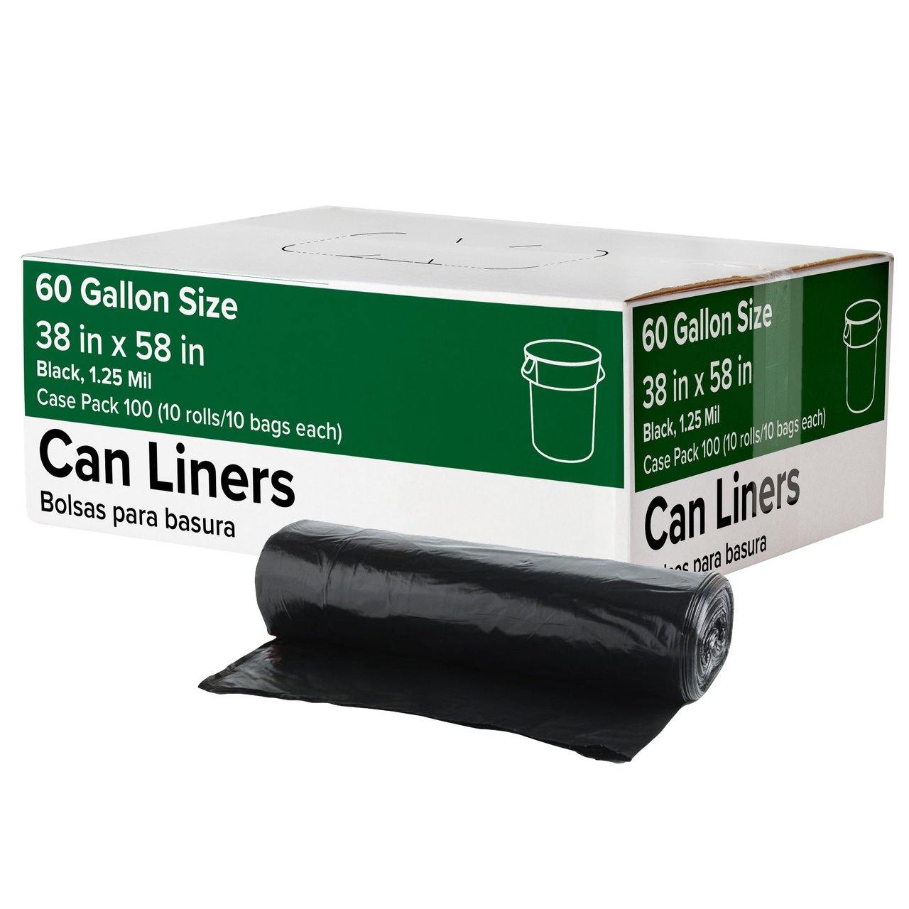 60 Gallon Black Can Liner, 100 ct